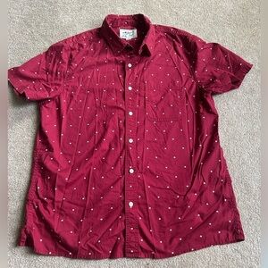 American Eagle AE Patchwork Resort Shirt Burgundy Size L Button Down